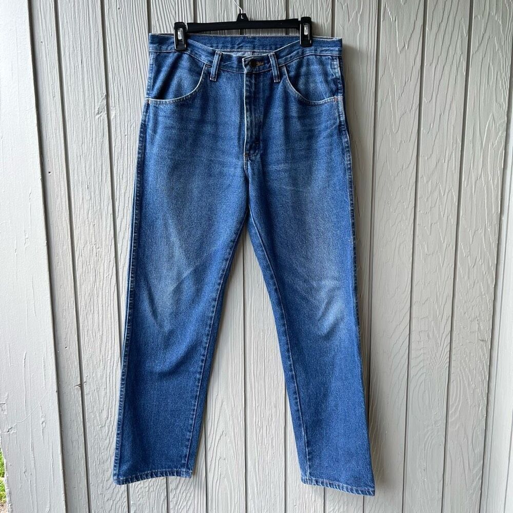 Vintage 90s RUSTLER 100% Cotton Jeans Sz 32 Medium Wash Straight Leg Denim